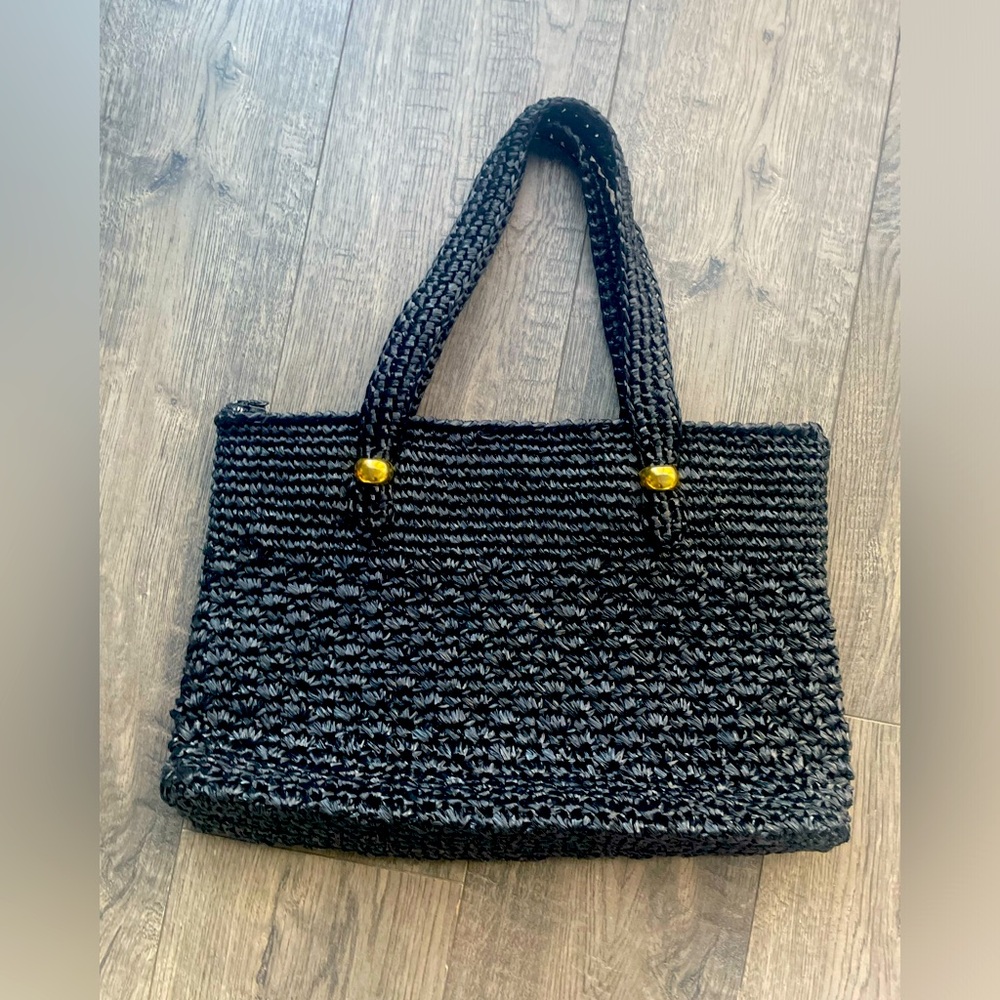 Vintage Woven Shoulder Bag gold detailing